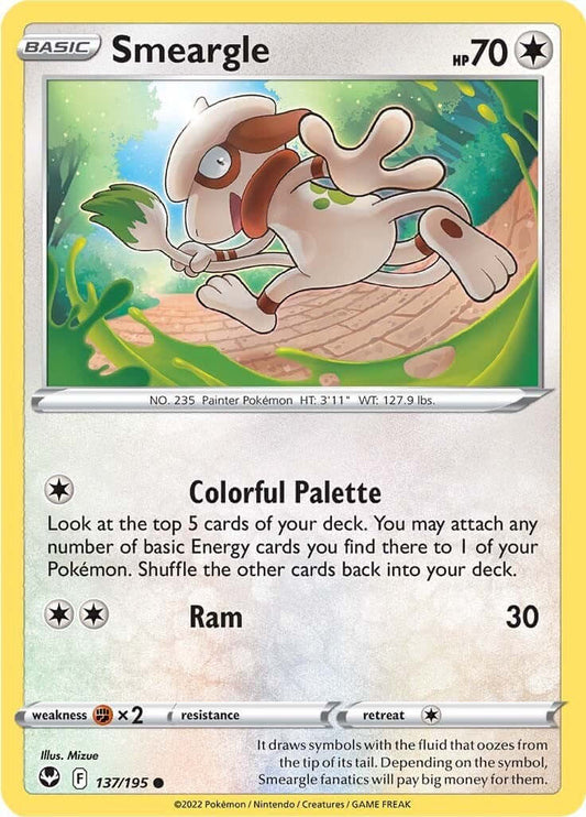 Smeargle [SWSH12 - 137/195] Condition: Near Mint Collectible Trading Cards SWSH12: Silver Tempest Also available: Language: English Printing: Reverse Holofoil