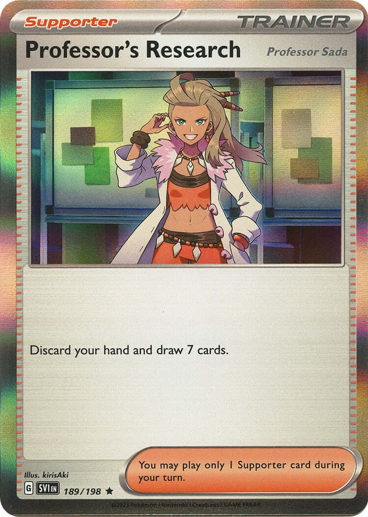 Professor's Research - 189/198 [SVI - 189/198] Condition: Near Mint Collectible Trading Cards SV01: Scarlet & Violet Base Set Also available: Language: English Printing: Reverse Holofoil
