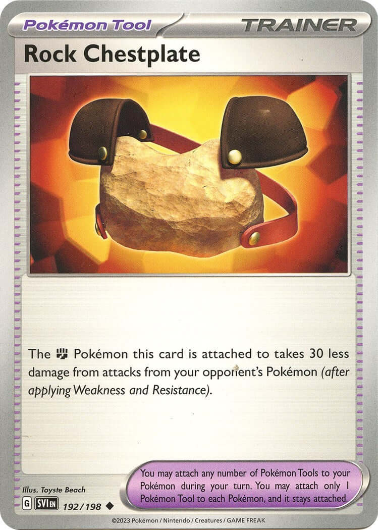 Rock Chestplate [SVI - 192/198] Condition: Near Mint Collectible Trading Cards SV01: Scarlet & Violet Base Set Also available: Language: English Printing: Reverse Holofoil