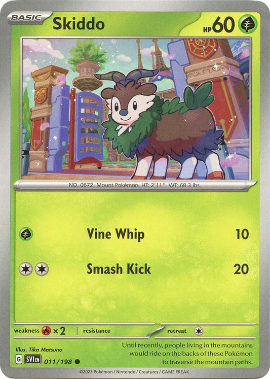 Skiddo [SVI - 011/198] Condition: Near Mint Collectible Trading Cards SV01: Scarlet & Violet Base Set Also available: Language: English Printing: Reverse Holofoil