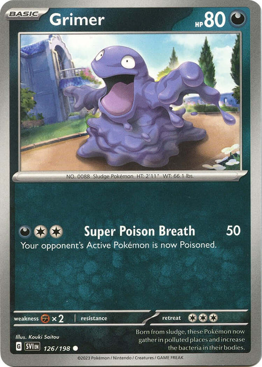 Grimer [SVI - 126/198] Condition: Near Mint Collectible Trading Cards SV01: Scarlet & Violet Base Set Also available: Language: English Printing: Reverse Holofoil