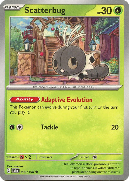 Scatterbug [SVI - 008/198] Condition: Near Mint Collectible Trading Cards SV01: Scarlet & Violet Base Set Also available: Language: English Printing: Reverse Holofoil