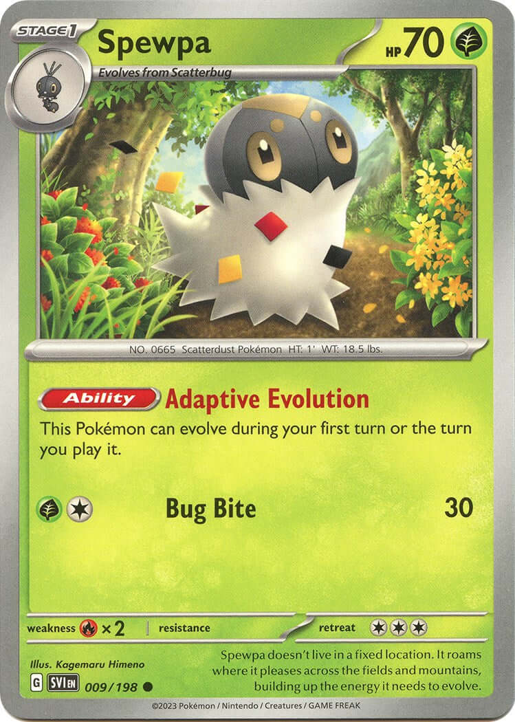 Spewpa [SVI - 009/198] Condition: Near Mint Collectible Trading Cards SV01: Scarlet & Violet Base Set Also available: Language: English Printing: Reverse Holofoil