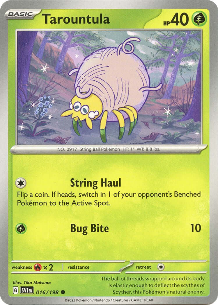 Tarountula - 016/198 [SVI - 016/198] Condition: Near Mint Collectible Trading Cards SV01: Scarlet & Violet Base Set Also available: Language: English Printing: Reverse Holofoil