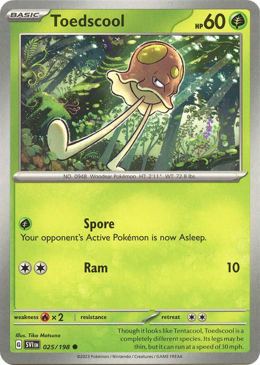 Toedscool - 025/198 [SVI - 025/198] Condition: Near Mint Collectible Trading Cards SV01: Scarlet & Violet Base Set Also available: Language: English Printing: Reverse Holofoil