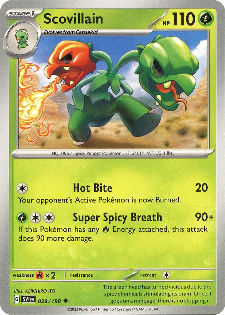 Scovillain - 029/198 [SVI - 029/198] Condition: Near Mint Collectible Trading Cards SV01: Scarlet & Violet Base Set Also available: Language: English Printing: Reverse Holofoil