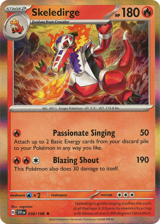 Skeledirge [SVI - 038/198] Condition: Near Mint Collectible Trading Cards SV01: Scarlet & Violet Base Set Also available: Language: English Printing: Reverse Holofoil