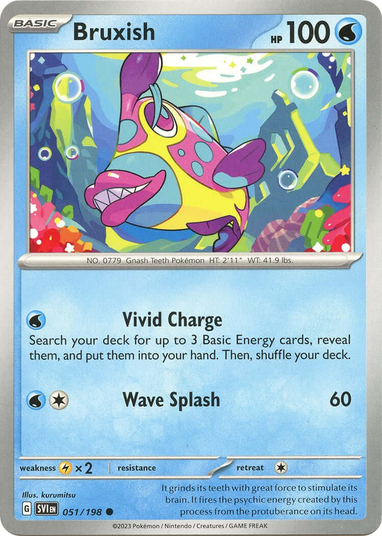 Bruxish [SVI - 051/198] Condition: Near Mint Collectible Trading Cards SV01: Scarlet & Violet Base Set Also available: Language: English Printing: Reverse Holofoil