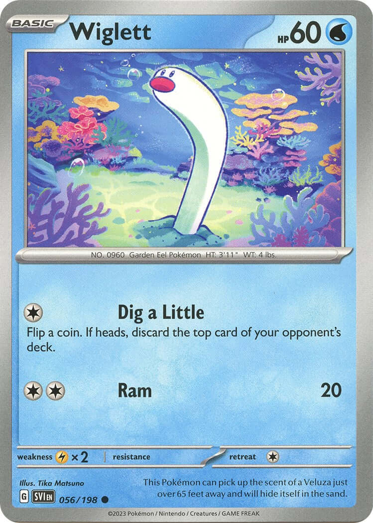 Wiglett - 056/198 [SVI - 056/198] Condition: Near Mint Collectible Trading Cards SV01: Scarlet & Violet Base Set Also available: Language: English Printing: Reverse Holofoil
