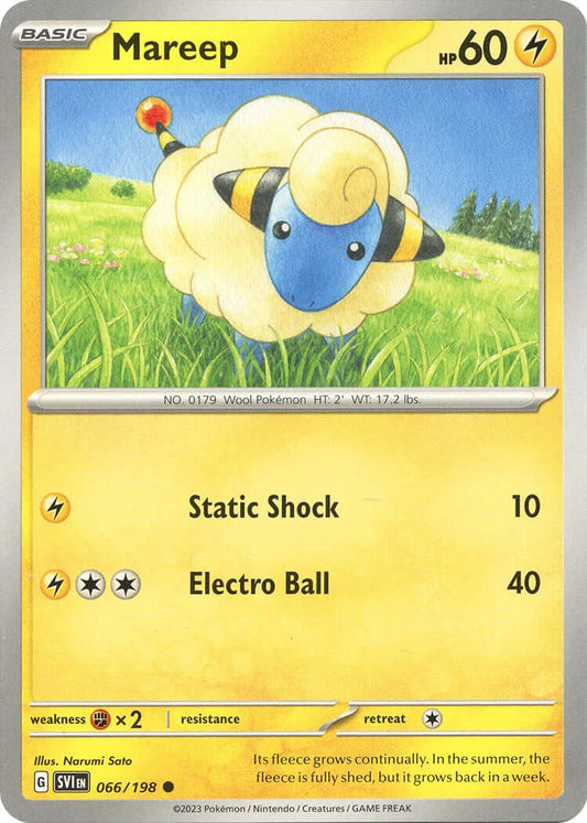Mareep [SVI - 066/198] Condition: Near Mint Collectible Trading Cards SV01: Scarlet & Violet Base Set Also available: Language: English Printing: Reverse Holofoil