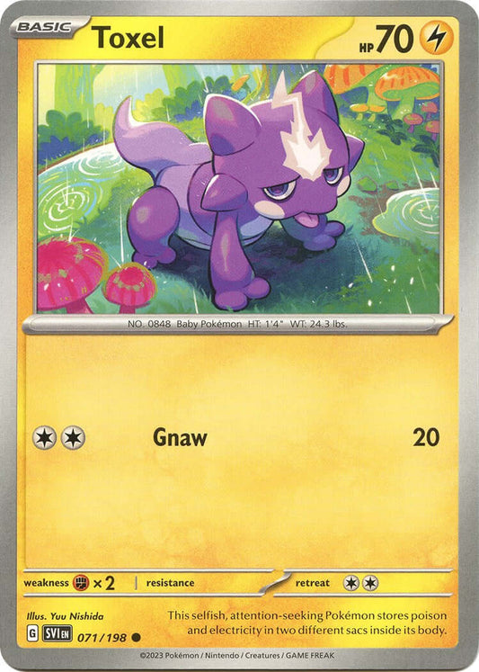 Toxel [SVI - 071/198] Condition: Near Mint Collectible Trading Cards SV01: Scarlet & Violet Base Set Also available: Language: English Printing: Reverse Holofoil