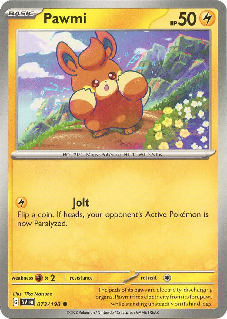 Pawmi - 073/198 [SVI - 073/198] Condition: Near Mint Collectible Trading Cards SV01: Scarlet & Violet Base Set Also available: Language: English Printing: Reverse Holofoil