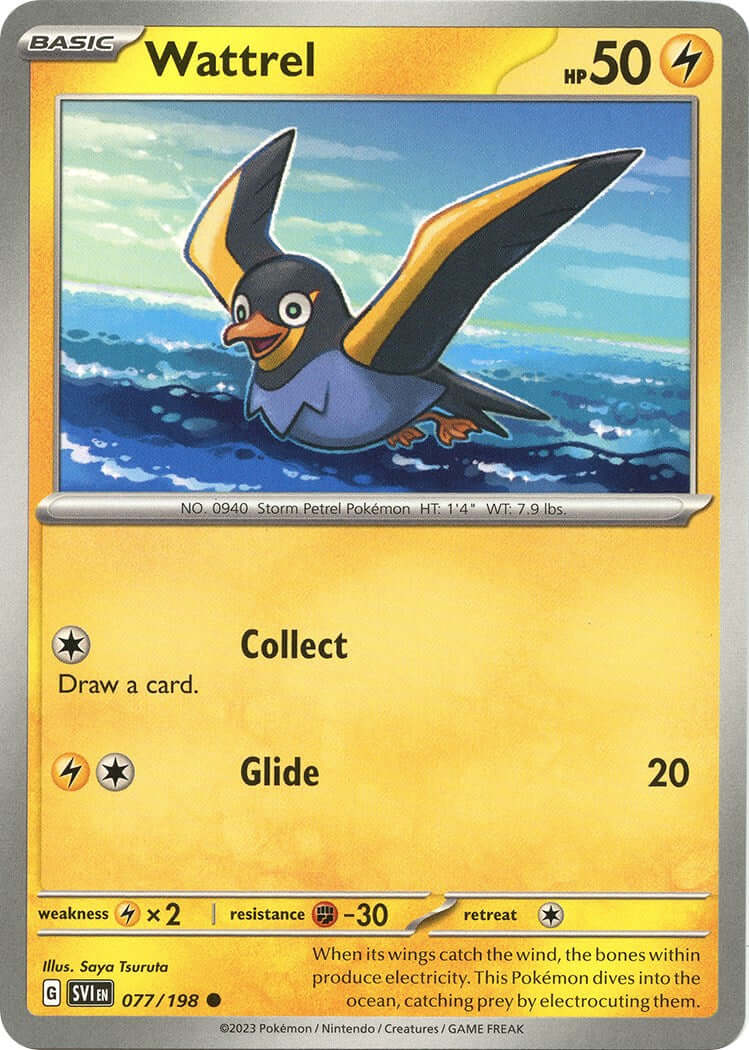 Wattrel - 077/198 [SVI - 077/198] Condition: Near Mint Collectible Trading Cards SV01: Scarlet & Violet Base Set Also available: Language: English Printing: Reverse Holofoil