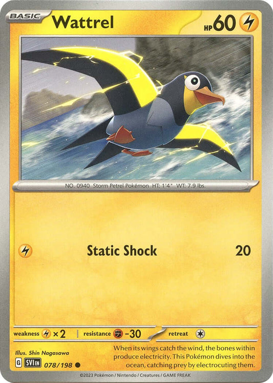Wattrel - 078/198 [SVI - 078/198] Condition: Near Mint Collectible Trading Cards SV01: Scarlet & Violet Base Set Also available: Language: English Printing: Reverse Holofoil