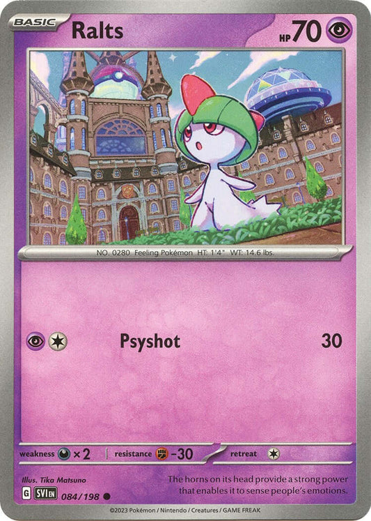 Ralts - 084/198 [SVI - 084/198] Condition: Near Mint Collectible Trading Cards SV01: Scarlet & Violet Base Set Also available: Language: English Printing: Reverse Holofoil