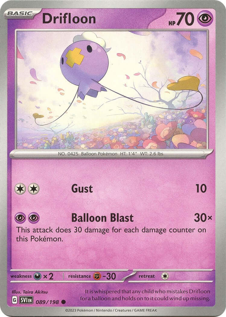 Drifloon [SVI - 089/198] Condition: Near Mint Collectible Trading Cards SV01: Scarlet & Violet Base Set Also available: Language: English Printing: Reverse Holofoil