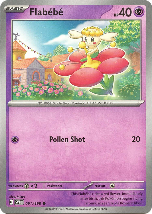 Flabebe [SVI - 091/198] Condition: Near Mint Collectible Trading Cards SV01: Scarlet & Violet Base Set Also available: Language: English Printing: Reverse Holofoil