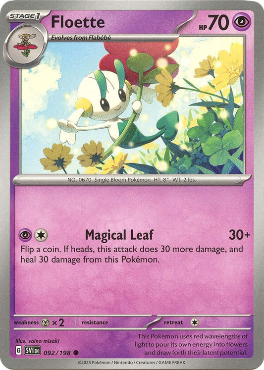 Floette [SVI - 092/198] Condition: Near Mint Collectible Trading Cards SV01: Scarlet & Violet Base Set Also available: Language: English Printing: Reverse Holofoil