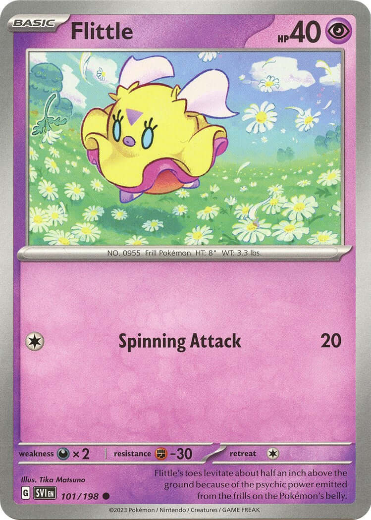 Flittle - 101/198 [SVI - 101/198] Condition: Near Mint Collectible Trading Cards SV01: Scarlet & Violet Base Set Also available: Language: English Printing: Reverse Holofoil