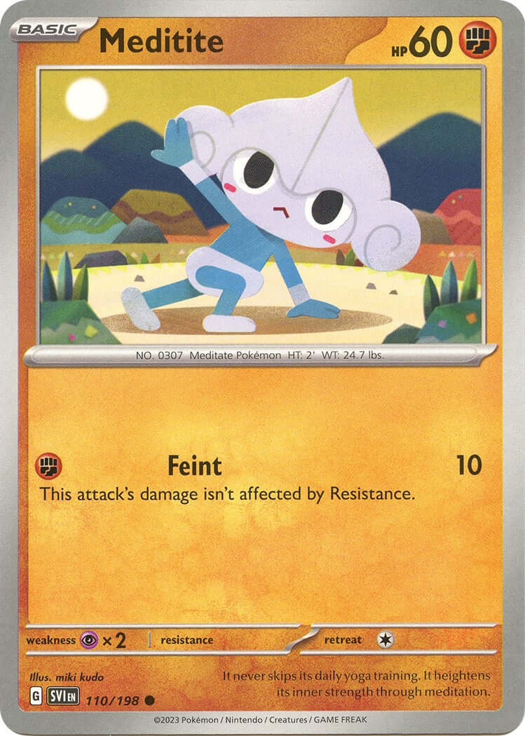 Meditite - 110/198 [SVI - 110/198] Condition: Near Mint Collectible Trading Cards SV01: Scarlet & Violet Base Set Also available: Language: English Printing: Reverse Holofoil