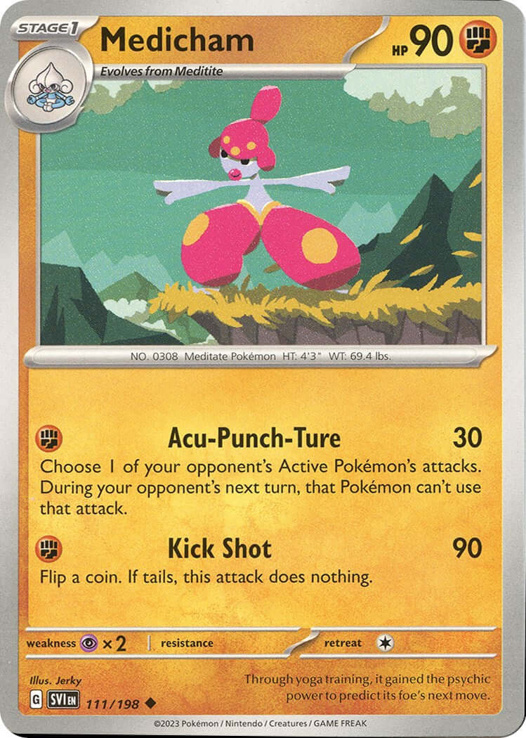 Medicham - 111/198 [SVI - 111/198] Condition: Near Mint Collectible Trading Cards SV01: Scarlet & Violet Base Set Also available: Language: English Printing: Reverse Holofoil
