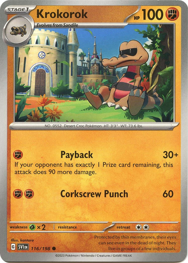Krokorok [SVI - 116/198] Condition: Near Mint Collectible Trading Cards SV01: Scarlet & Violet Base Set Also available: Language: English Printing: Reverse Holofoil