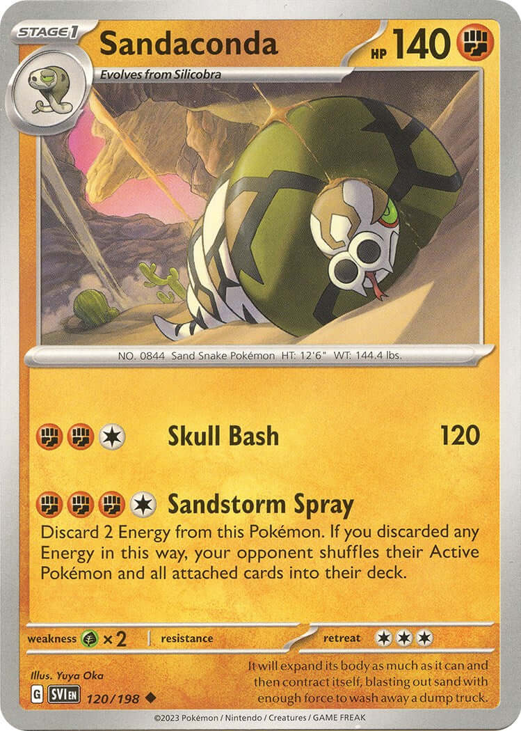 Sandaconda [SVI - 120/198] Condition: Near Mint Collectible Trading Cards SV01: Scarlet & Violet Base Set Also available: Language: English Printing: Reverse Holofoil