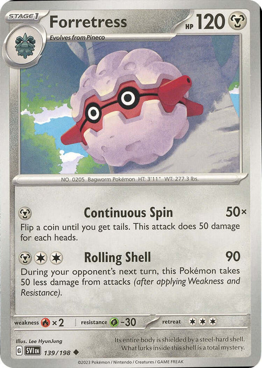 Forretress [SVI - 139/198] Condition: Near Mint Collectible Trading Cards SV01: Scarlet & Violet Base Set Also available: Language: English Printing: Reverse Holofoil