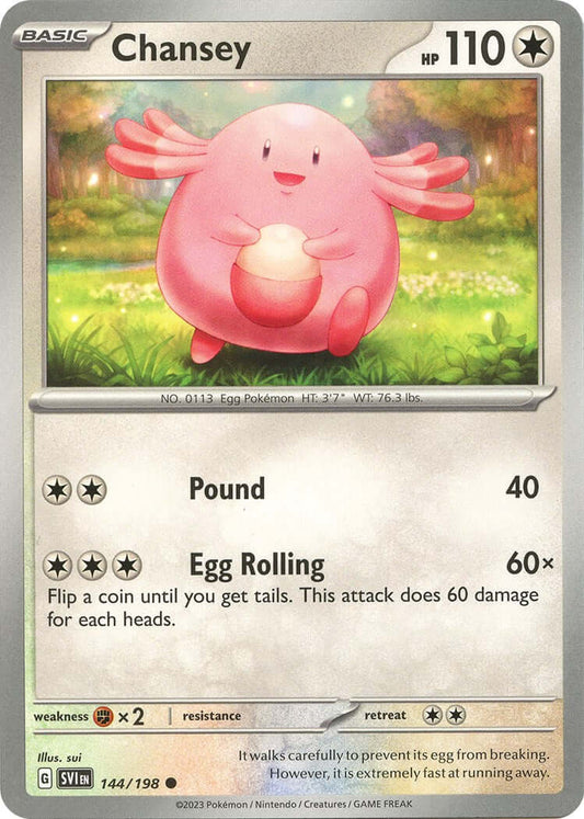 Chansey [SVI - 144/198] Condition: Near Mint Collectible Trading Cards SV01: Scarlet & Violet Base Set Also available: Language: English Printing: Reverse Holofoil
