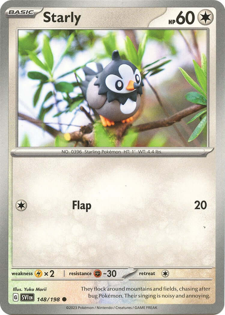Starly - 148/198 [SVI - 148/198] Condition: Near Mint Collectible Trading Cards SV01: Scarlet & Violet Base Set Also available: Language: English Printing: Reverse Holofoil