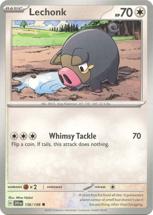 Lechonk - 156/198 [SVI - 156/198] Condition: Near Mint Collectible Trading Cards SV01: Scarlet & Violet Base Set Also available: Language: English Printing: Reverse Holofoil