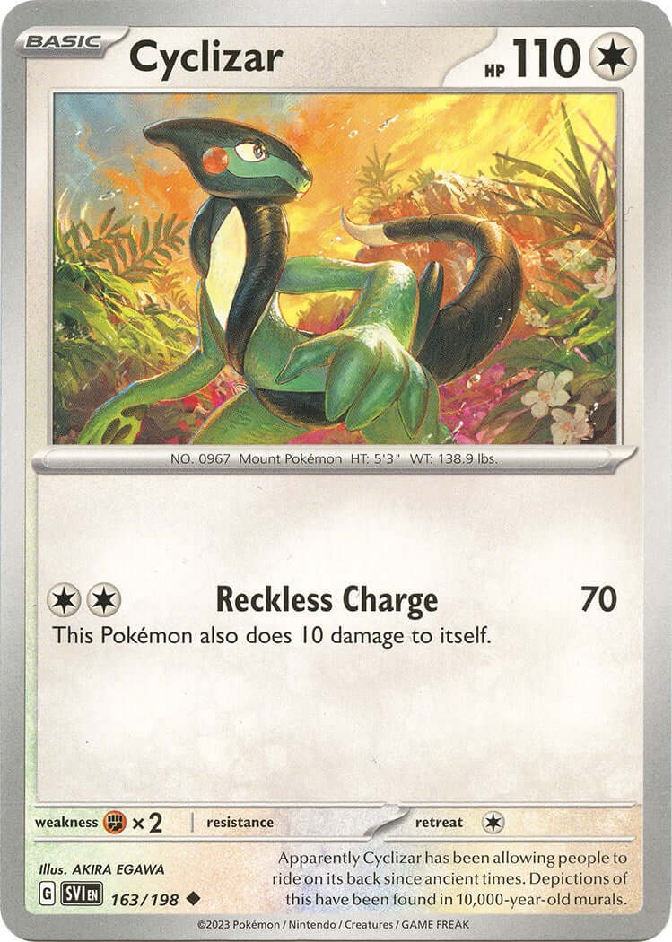 Cyclizar - 163/198 [SVI - 163/198] Condition: Near Mint Collectible Trading Cards SV01: Scarlet & Violet Base Set Also available: Language: English Printing: Reverse Holofoil