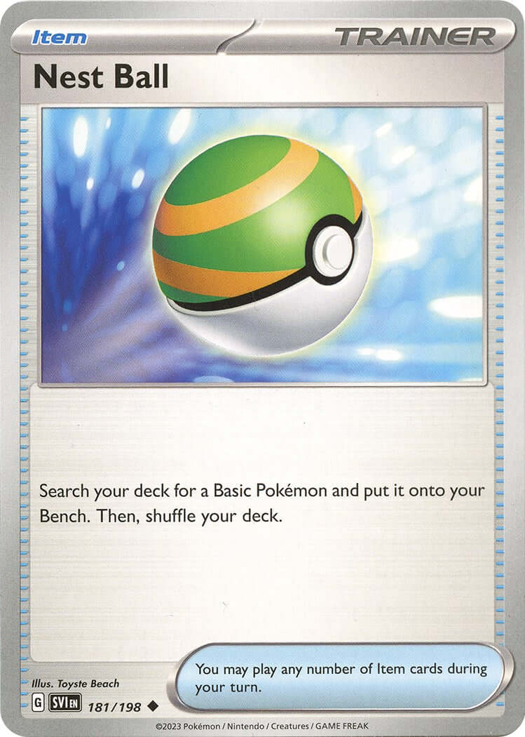 Nest Ball - 181/198 [SVI - 181/198] Condition: Near Mint Collectible Trading Cards SV01: Scarlet & Violet Base Set Also available: Language: English Printing: Reverse Holofoil