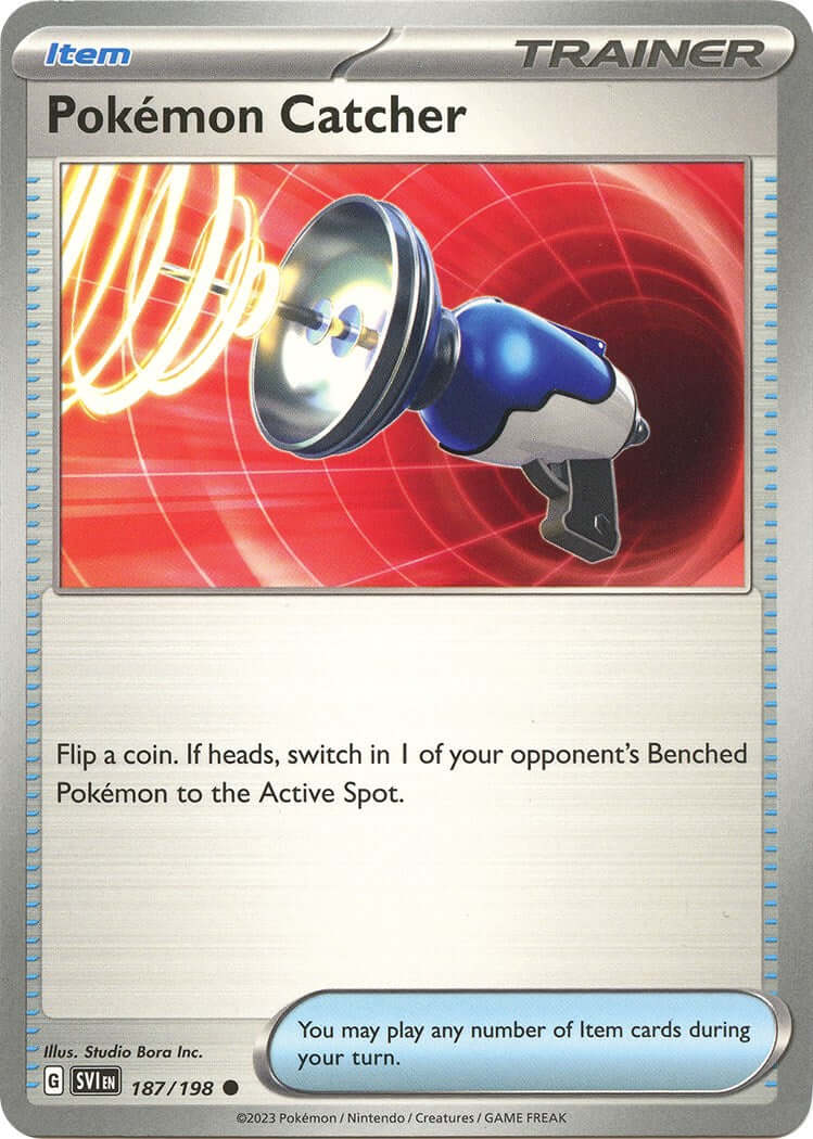 Pokemon Catcher [SVI - 187/198] Condition: Near Mint Collectible Trading Cards SV01: Scarlet & Violet Base Set Also available: Language: English Printing: Reverse Holofoil