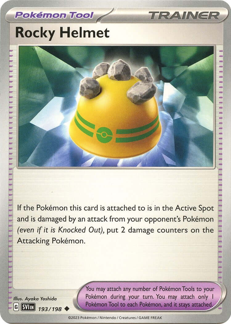 Rocky Helmet [SVI - 193/198] Condition: Near Mint Collectible Trading Cards SV01: Scarlet & Violet Base Set Also available: Language: English Printing: Reverse Holofoil