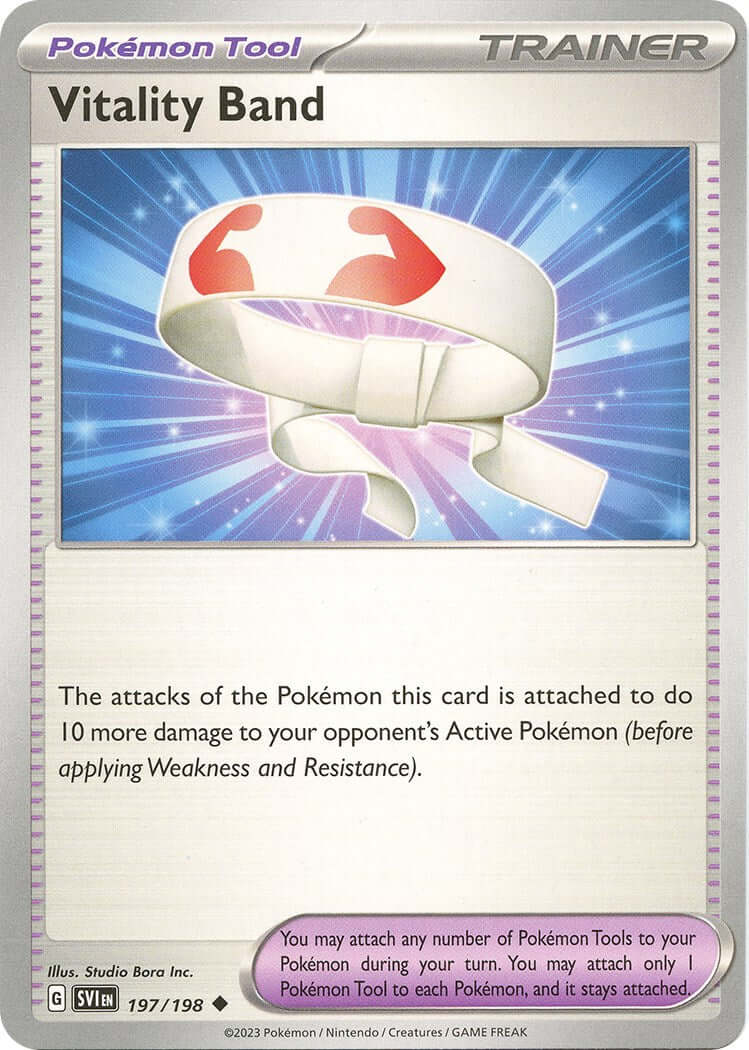 Vitality Band [SVI - 197/198] Condition: Near Mint Collectible Trading Cards SV01: Scarlet & Violet Base Set Also available: Language: English Printing: Reverse Holofoil