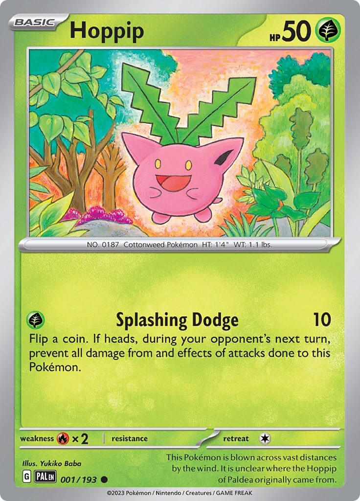 Hoppip [PAL - 001/193] Condition: Near Mint Collectible Trading Cards SV02: Paldea Evolved Also available: Language: English Printing: Reverse Holofoil
