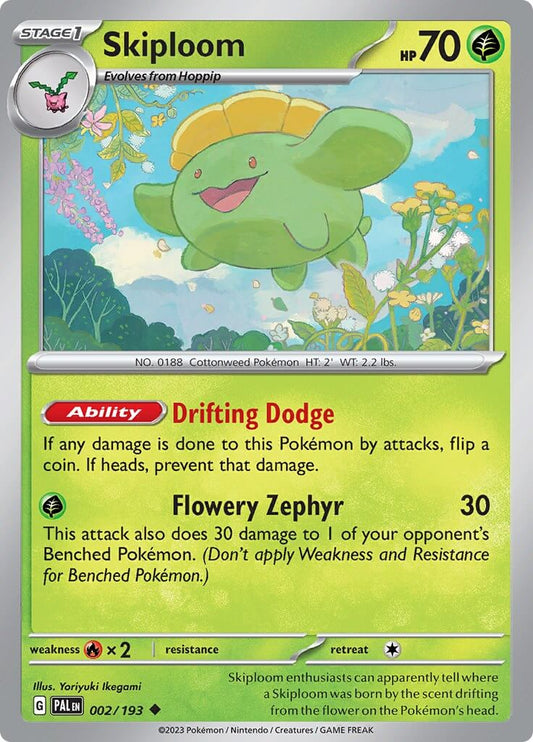 Skiploom [PAL - 002/193] Condition: Near Mint Collectible Trading Cards SV02: Paldea Evolved Also available: Language: English Printing: Reverse Holofoil
