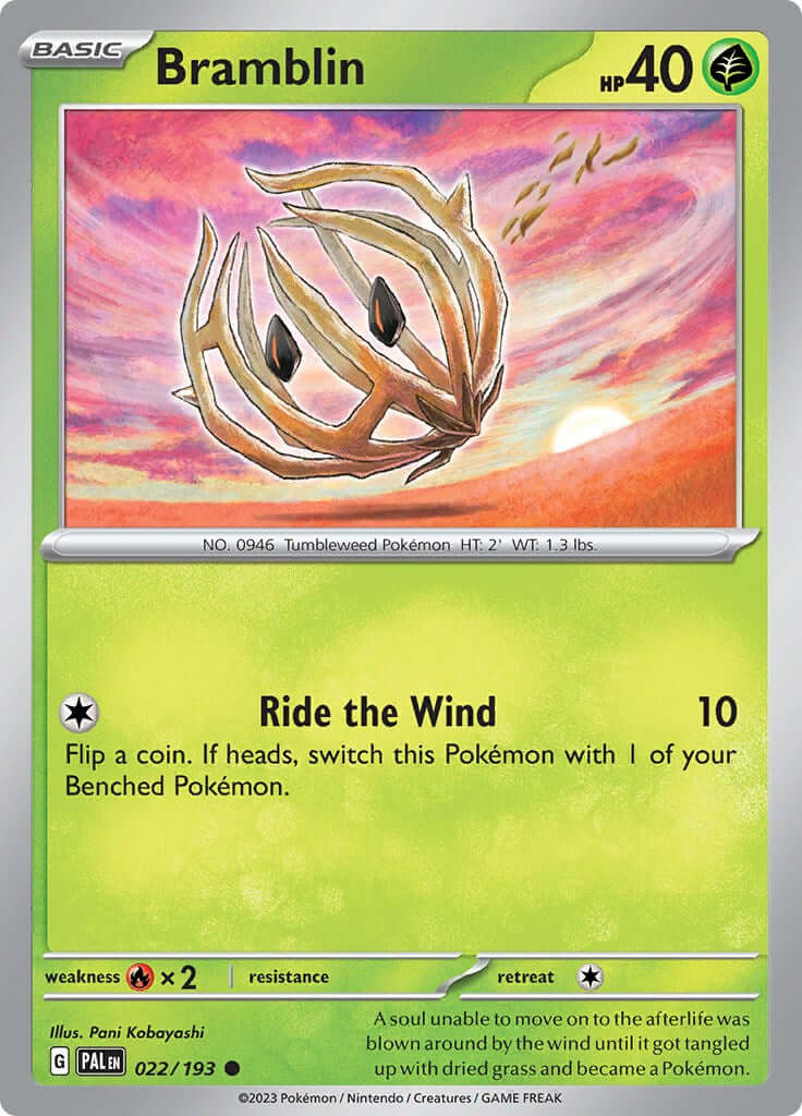 Bramblin - 022/193 [PAL - 022/193] Condition: Near Mint Collectible Trading Cards SV02: Paldea Evolved Also available: Language: English Printing: Reverse Holofoil