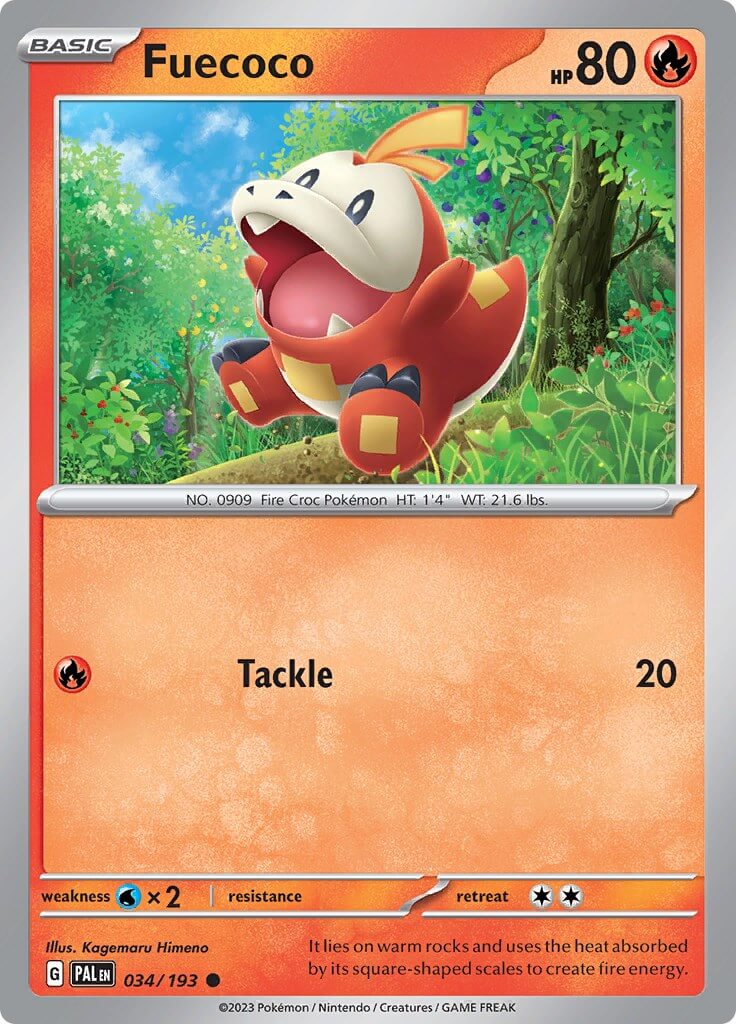 Fuecoco - 034/193 [PAL - 034/193] Condition: Near Mint Collectible Trading Cards SV02: Paldea Evolved Also available: Language: English Printing: Reverse Holofoil