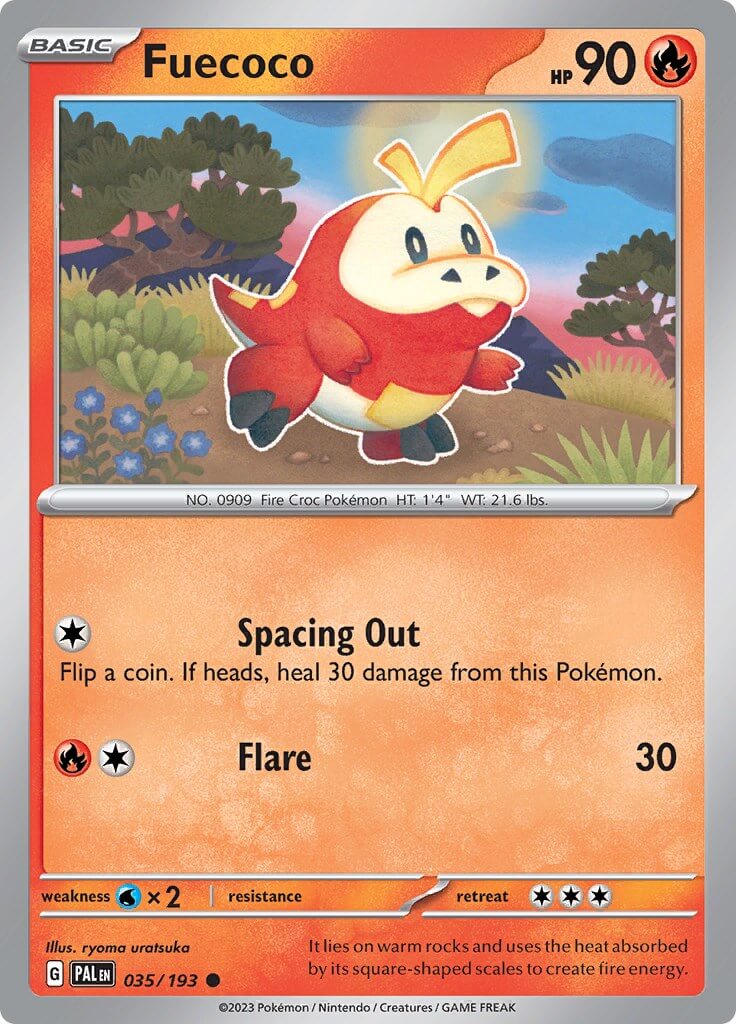 Fuecoco - 035/193 [PAL - 035/193] Condition: Near Mint Collectible Trading Cards SV02: Paldea Evolved Also available: Language: English Printing: Reverse Holofoil