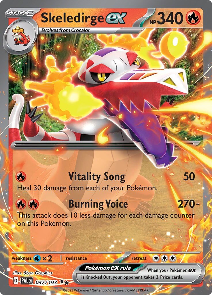 Skeledirge ex - 037/193 [PAL - 037/193] Condition: Near Mint Collectible Trading Cards SV02: Paldea Evolved Also available: Language: English Printing: Holofoil