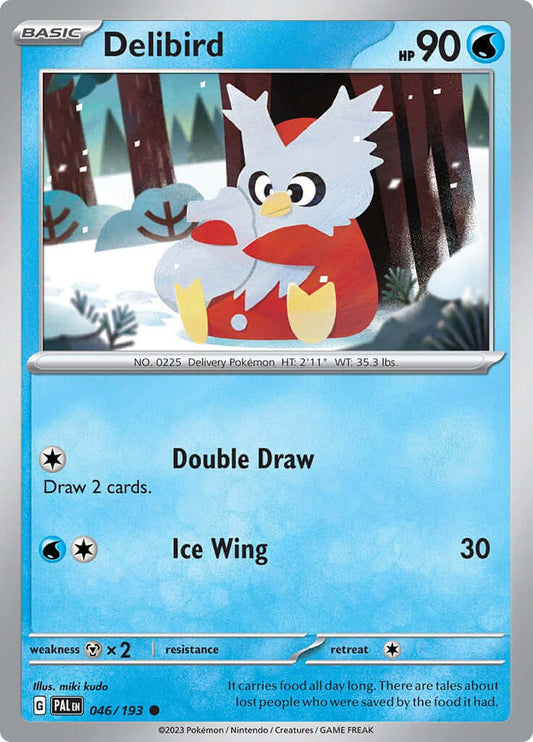 Delibird [PAL - 046/193] Condition: Near Mint Collectible Trading Cards SV02: Paldea Evolved Also available: Language: English Printing: Reverse Holofoil