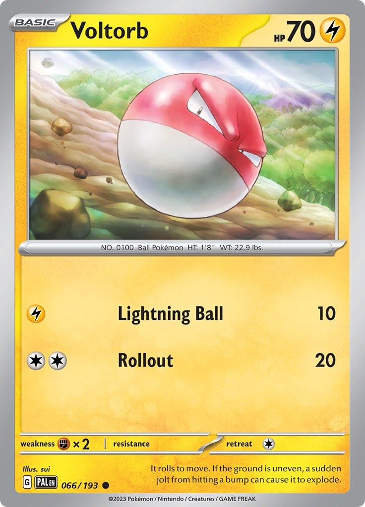 Voltorb [PAL - 066/193] Condition: Near Mint Collectible Trading Cards SV02: Paldea Evolved Also available: Language: English Printing: Reverse Holofoil