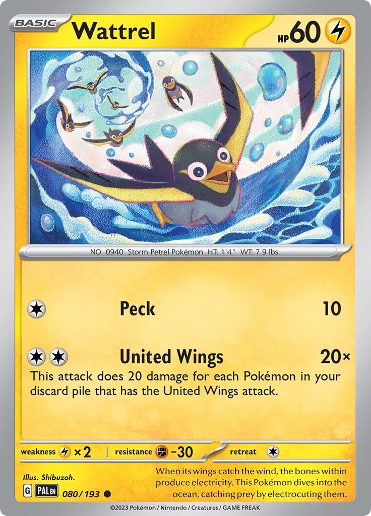 Wattrel - 080/193 [PAL - 080/193] Condition: Near Mint Collectible Trading Cards SV02: Paldea Evolved Also available: Language: English Printing: Reverse Holofoil