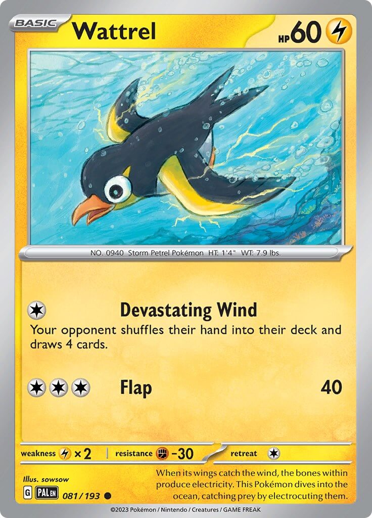 Wattrel - 081/193 [PAL - 081/193] Condition: Near Mint Collectible Trading Cards SV02: Paldea Evolved Also available: Language: English Printing: Reverse Holofoil
