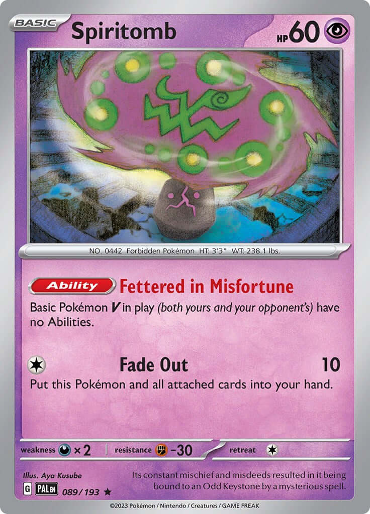 Spiritomb [PAL - 089/193] Condition: Near Mint Collectible Trading Cards SV02: Paldea Evolved Also available: Language: English Printing: Holofoil