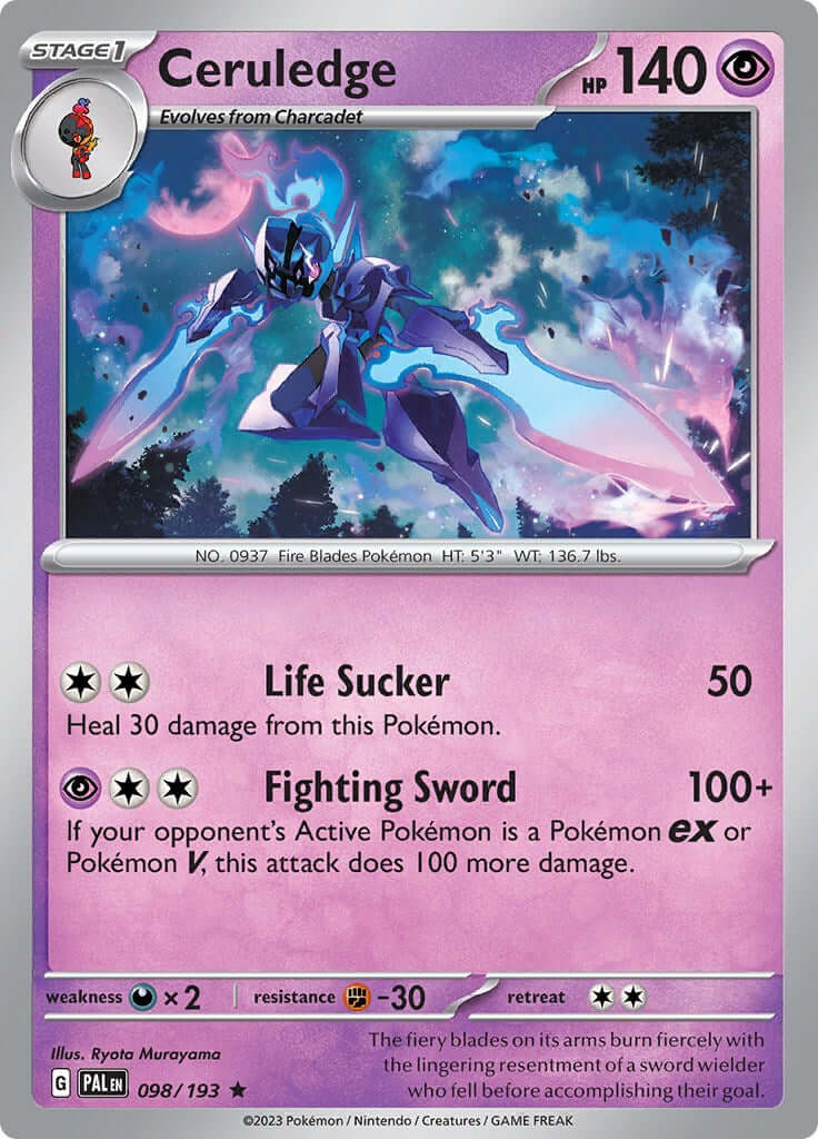 Ceruledge [PAL - 098/193] Condition: Near Mint Collectible Trading Cards SV02: Paldea Evolved Also available: Language: English Printing: Holofoil