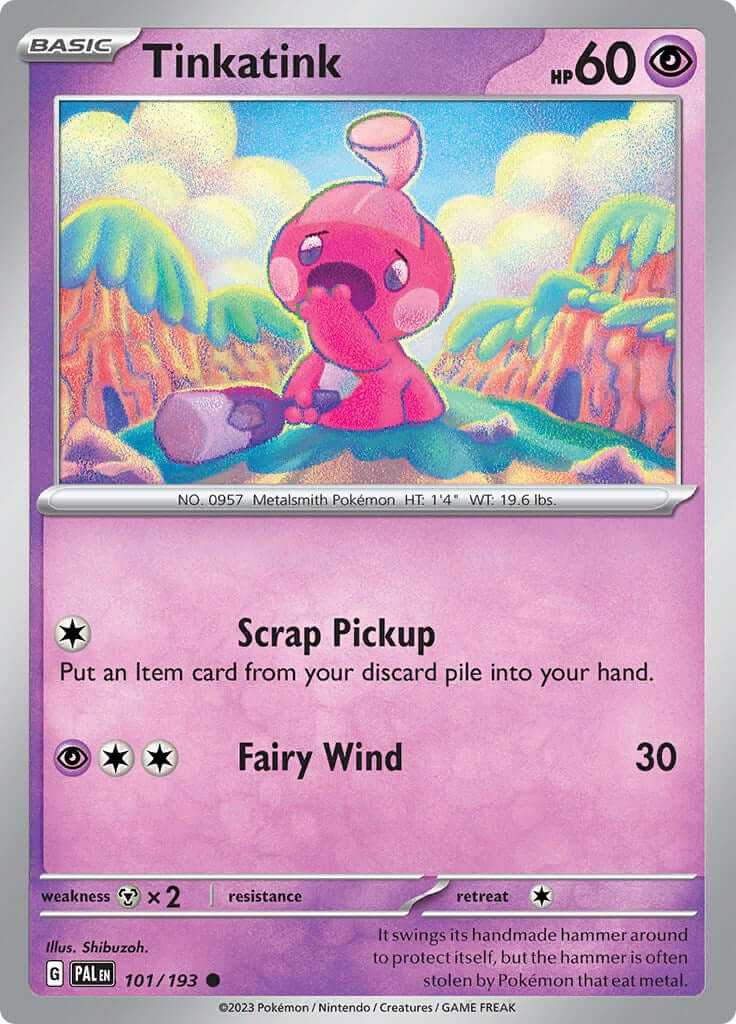 Tinkatink - 101/193 [PAL - 101/193] Condition: Near Mint Collectible Trading Cards SV02: Paldea Evolved Also available: Language: English Printing: Reverse Holofoil