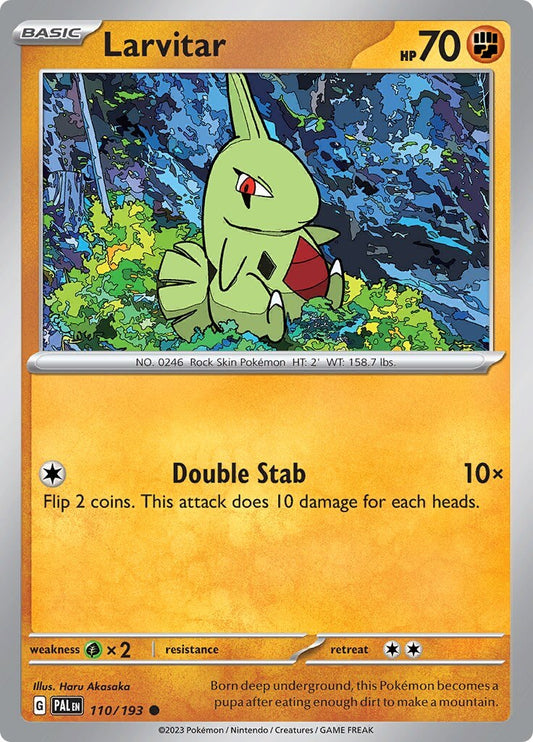 Larvitar [PAL - 110/193] Condition: Near Mint Collectible Trading Cards SV02: Paldea Evolved Also available: Language: English Printing: Reverse Holofoil